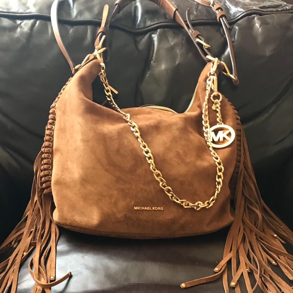 MICHAEL KORS SUEDE FRINGE SHOULDER BAG NWOT